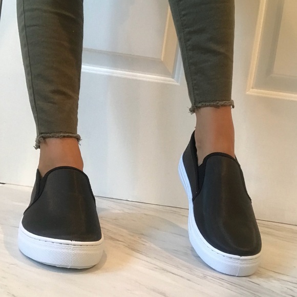 🆕 Black Satin Slip-on Sneakers - Picture 4 of 8